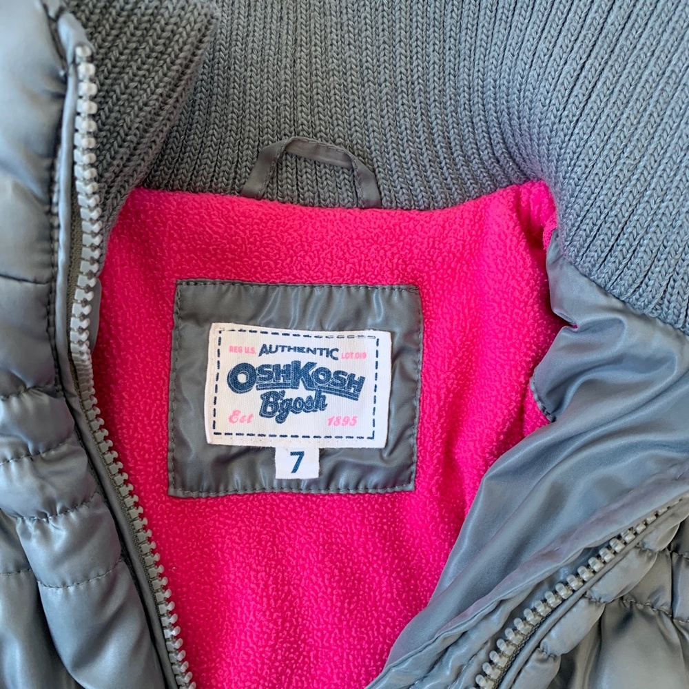OshKosh Lined Puffer Vest Grey Youth Size 7 - Picture 4 of 5
